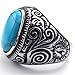 KONOV Mens Stainless Steel Ring, Classic Vintage, Blue Silver
