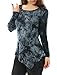Allegra K Women's Long Sleeves Tie-Dye Handkerchief Hem Top M Dark Grey