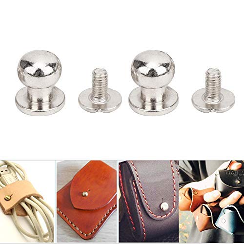 HEEPDD Nail Rivets, 20Pcs Round Head Button Screw Stud for Leather Craft Belt Wallet Handbag DIY Decoration Accessories 9x8mm(Silver)