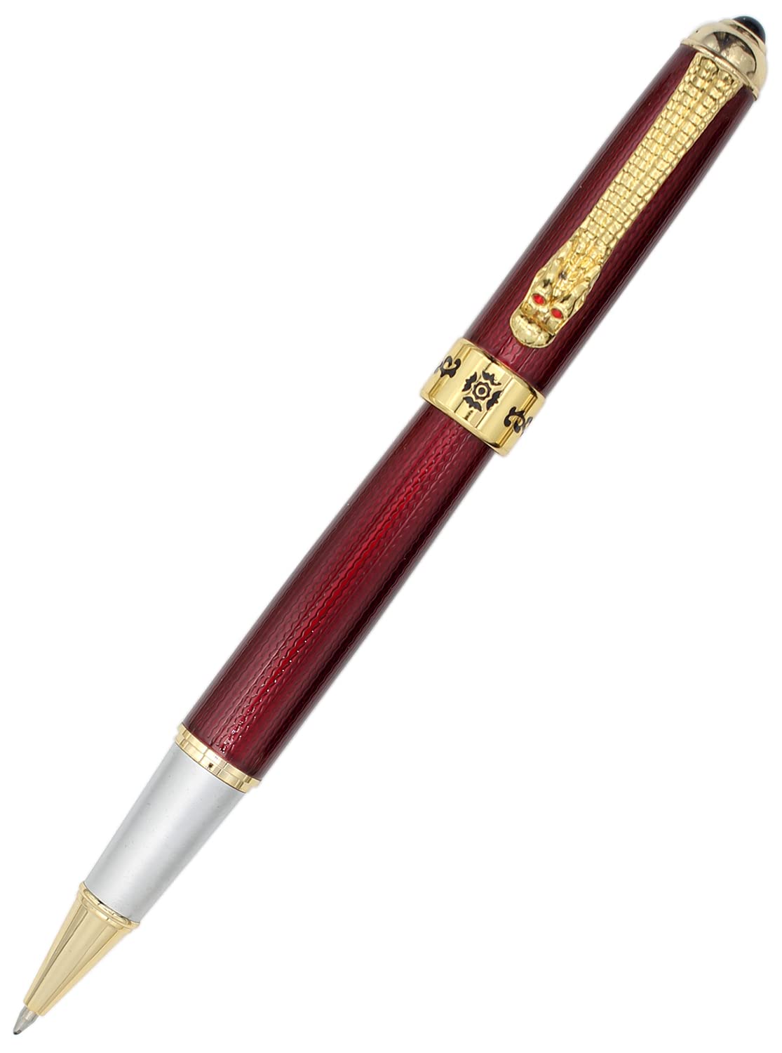 Gullor Liquid Ink Roller Ball Pen with Golden Dragon Clip, Refillable Pen, Executive Smooth Writing Pens for Men & Women, Red