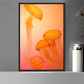 signwin Framed Canvas Wall Art Jellyfish Bedroom Colorful...