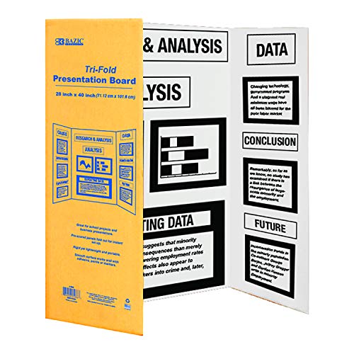 BAZIC Trifold Presentation Board 36" X 48" Black, TriFold Corrugated