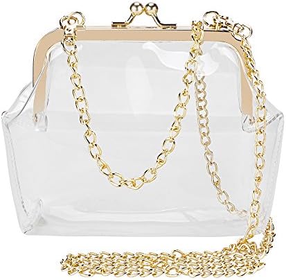 Clear Purse Crossbody Messenger Shoulder Bag for Women Chain Strap, NFL Stadium Approved (Clear Small)