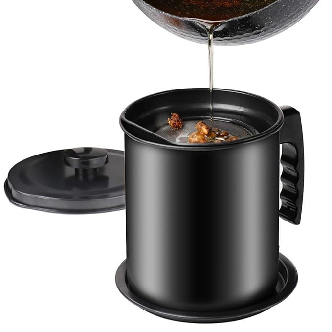 Ourokhome Bacon Grease Container with Strainer1.3L Oil Storage Grease