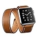 AutumnFall Long Leather Band Double Tour Bracelet Watchband for Apple Watch Series 1, Series 2 38mm (Brown)