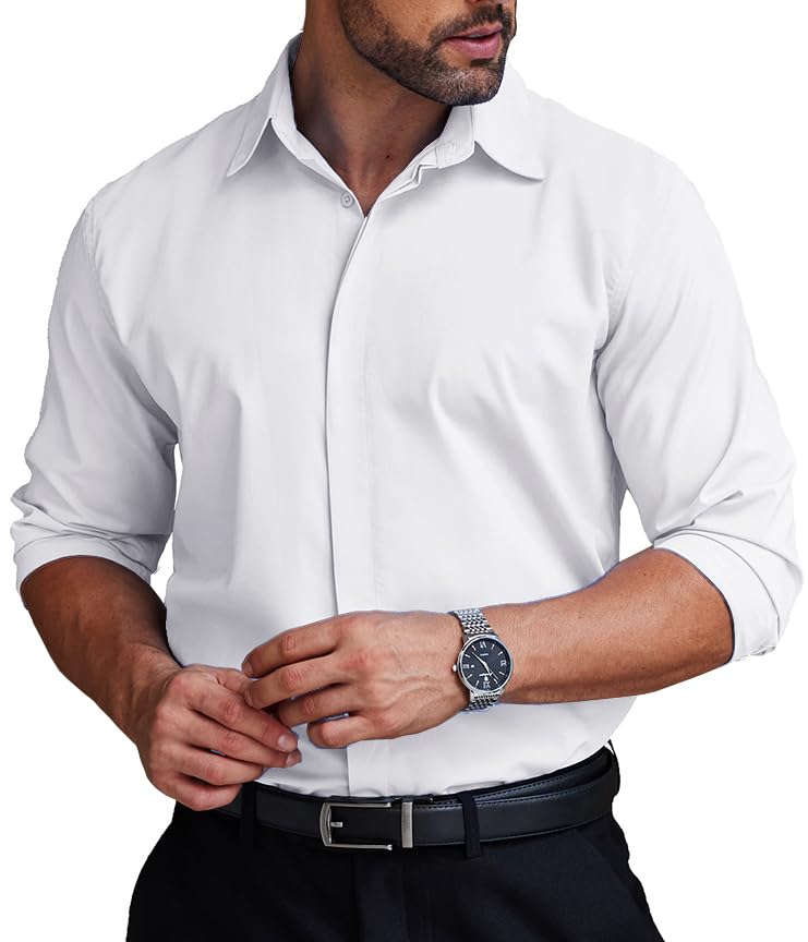 Coofandy wrinkle free dress shirts for men slim fit button down suit