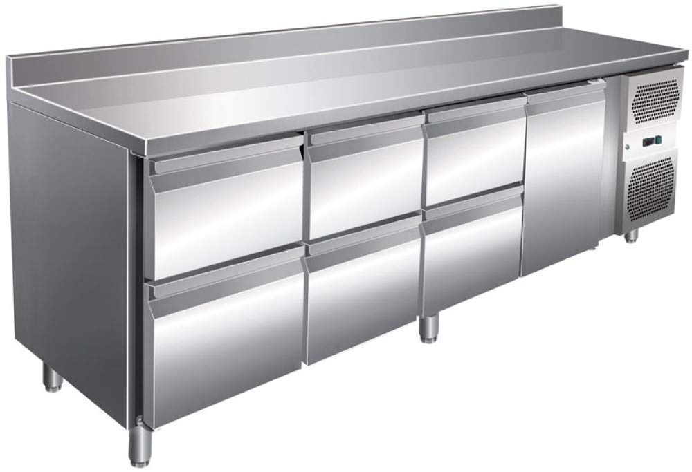 Mesa de refrigeración con 1 puerta y 6 cajones, mesa de trabajo ...