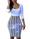 Ninimour Womens Slim Fit Hip Package Print Bodycon Dress