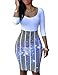 Ninimour Womens Slim Fit Hip Package Print Bodycon Dress