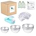 Duzcli 6 Sets DIY Metal Bath Bomb Mold 12 PCS 3 Sizes with 100 Packs 6 X 6 inch Shrink Wrap Bags,2 PCS Gift Bags and 1 PCS Mini Heat Sealer for Crafting (Instruction Included)