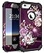 Hocase Compatible with iPhone 6/6s Case, Heavy Duty Shockproof Silicone Rubber Bumper+Hard Plastic Full Body Protective Case - Royal Purple Flowers