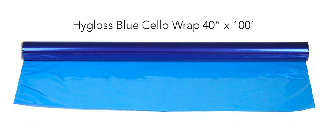 Hygloss Products Cellophane Roll – Cellophane Wrap for Crafts, Gifts, and Baskets 40 Inch x 100 Feet, Blue (74106)