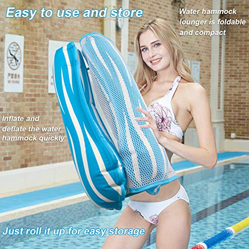 Homga Water Hammock,Swimming Pool Floats Hammocks Portable Pools Lounger Float Hammock Inflatable Rafts Floating Chair Pool Float for Adults and Kids
