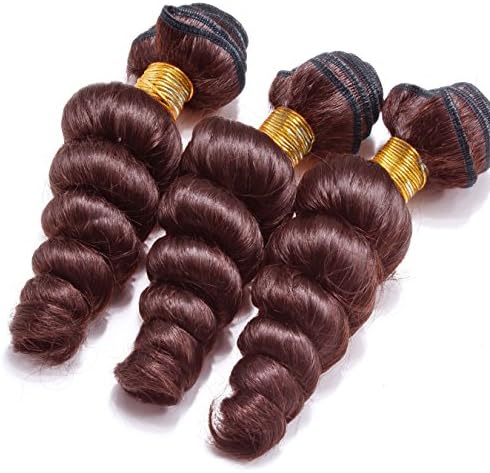 Heiheimai Brazilian Loose Curl Human Hair Pack of 3 (16"16"16", 4# Chocolate Brown)