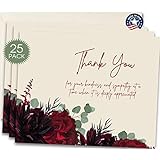 Funeral Thank You Cards - Bereavement Sympathy Acknowledgement - WITH ENVELOPES, Bulk Pack of 25