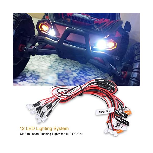 Dilwe 12-LED Auto Licht, Montieren Beleuchtung System Kit Simulation Blinklichter für 1/10 RC Auto / LKW / Crawler – Bild 6