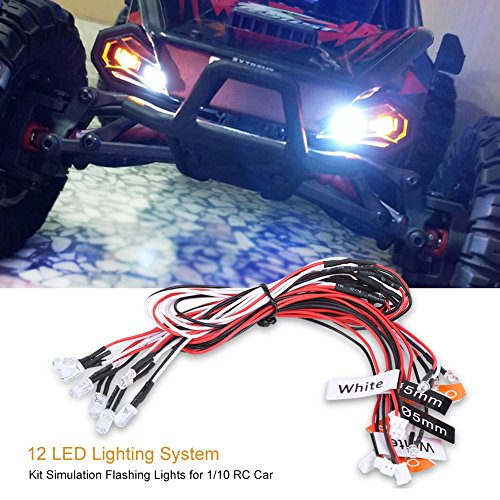 Dilwe 12-LED Auto Licht, Montieren Beleuchtung System Kit Simulation Blinklichter für 1/10 RC Auto / LKW / Crawler – Bild 6