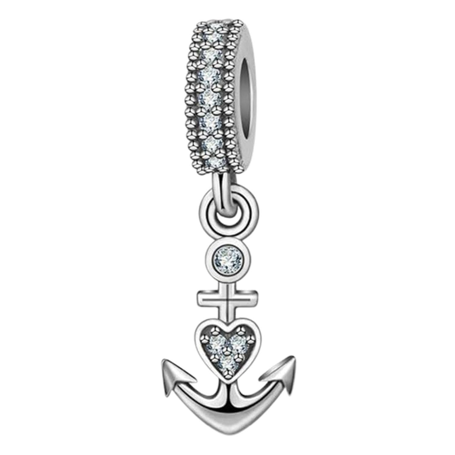 925 Sterling Silver Anchor Charm USN Charm for Pandora Charm Bracelet