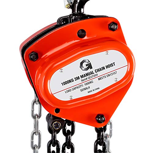 G Flaschenzug Kettenzug Seilwinde Hebelzug Manueller Kettenblockaufzug mit 1000 kg Kapazität 3 m Hubhöhe Schwerlasthaken… – Bild 5