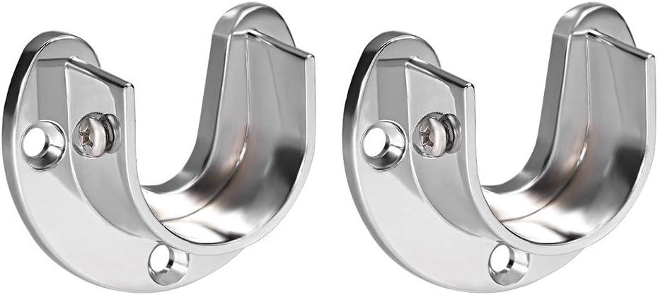 Amazon Com Uxcell Zinc Alloy Closet Pole Sockets Wardrobe Bracket Holder Shower Curtain Rod Pole End Supports Sockets Flange 2pcs 38mm Diameter U Shaped Home Kitchen