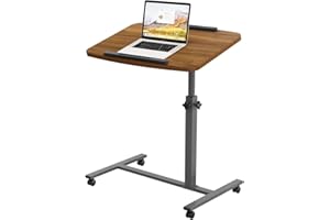 Furist Adjustable Overbed Bedside Table with Wheels Rolling Laptop Tray Desk Cart Portable Mobile Sit Stand Desk Tilting Hospital Bed Table