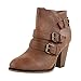 Forever Women's Buckle Strap Block Heel Ankle Booties, Tan 9
