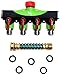 RAAYA 4 Way Hose Splitter With Short Garden Coil Hose Arthritis Friendly leak-proof Water Splitter Quick Switch Connector Ball Valve Rubber Washers Ultra High Flow at Four Outlets One Year Warranty