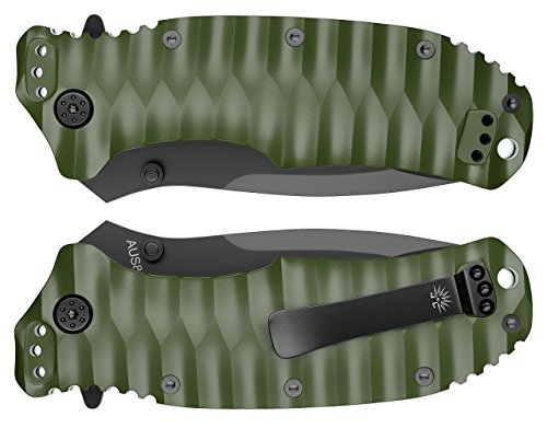 Off-Grid Knives - Rapid Fire Ranger - Camping & Hunting Knife, Cryo Japanese AUS8 Blade with Olive Drab G10 Scales & All-Position Mounting Clip, Survival, Hiking, Fishing, Boating, Prepper, Bushcraft