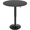 HOOBRO Bar Table, Height-Adjustable Round Pub Table 27-35.4 Inches, Cocktail Table with Sturdy Base, Modern Style, Easy to Assemble, Suitable for Small Space, Black BK58BT01G1