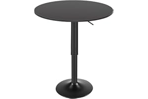 HOOBRO Bar Table, Height-Adjustable Round Dining Table 68.5-90 cm, Cocktail Table with Base, Modern Style, Suitable for Livin