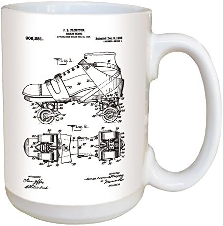 Roller Skate Patent Coffee Mug - Large 15 Ounce Ceramic Mug