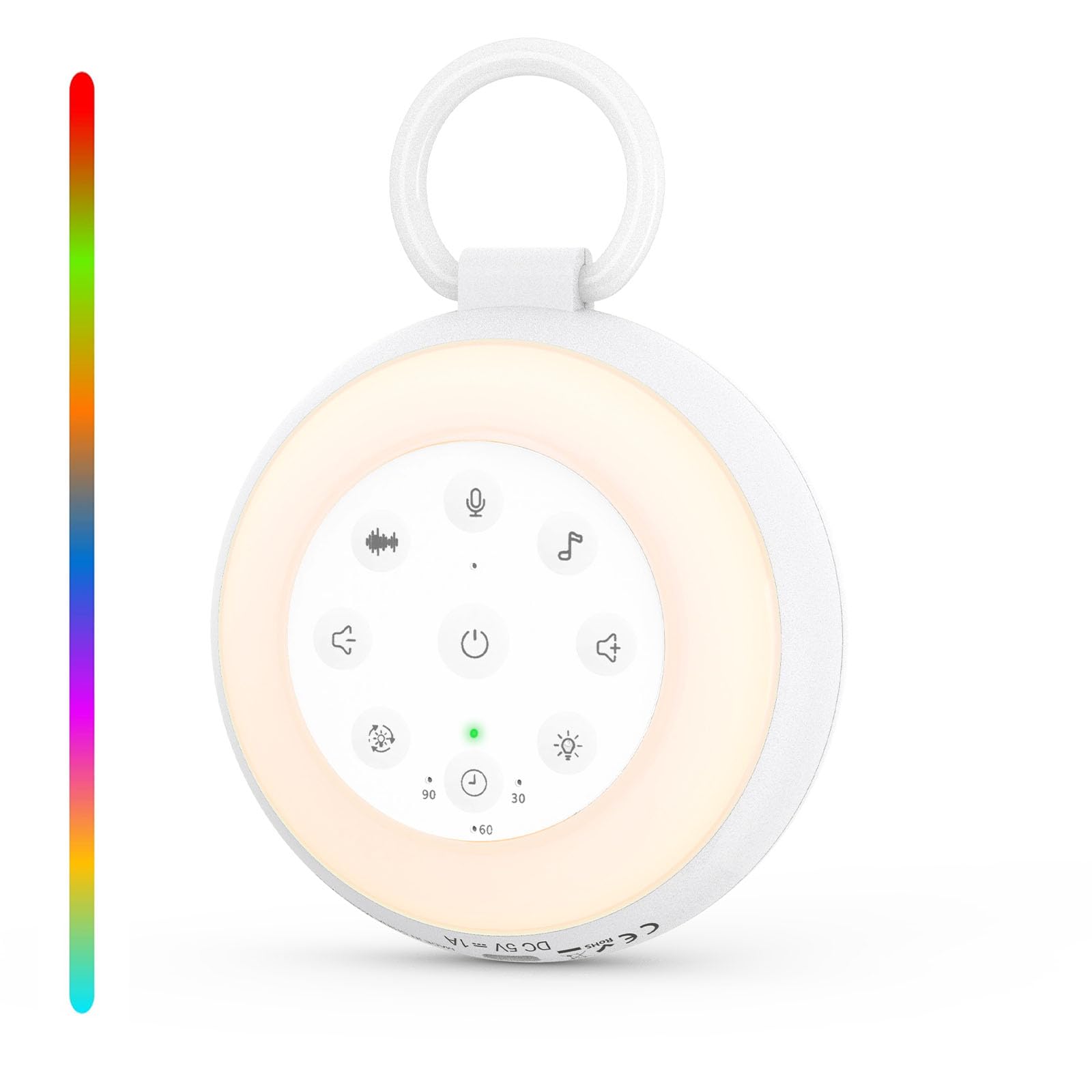 Ankilo Portable White Noise Machine Baby, Sound Machine for Baby Kids Adults, 24 Sounds, Timer, 8 Colour Night Light, Memory Function, Recording Function, USB Rechargeable