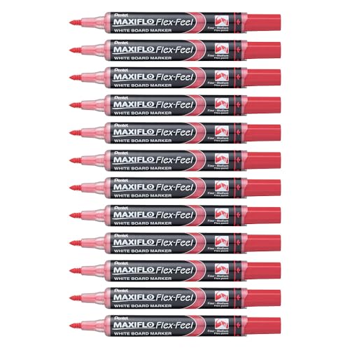 Pentel Maxiflo flex-feel 4,6 mm Board Marker Red Pack of 12
