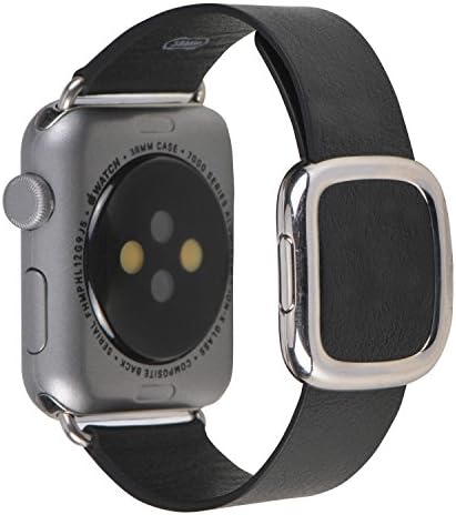 EvenLai Modern Buckle for Smart Watch Band 38mm 42mm with Magnetic Design Genuine Leather Band Replacement Strap for iWatch Series 1 and 2(Black)