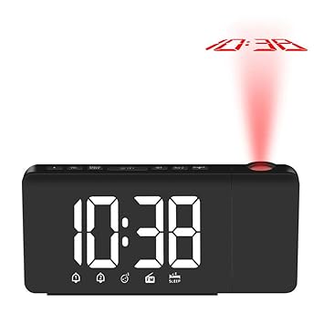 Decdeal Projection Ceiling Wall Clock Am Fm Radio Alarm Clock