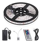 StripSun LED Strip Lights SMD 5050 Waterproof 16.4ft 5M 300leds RGB Color Changing Flexible LED Rope Lights with 44Key Remote +12V 5A Power Supply +IR Control Box