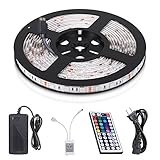 StripSun LED Strip Lights SMD 5050 Waterproof 16.4ft 5M 300leds RGB Color Changing Flexible LED Rope Lights with 44Key Remote +12V 5A Power Supply +IR Control Box
