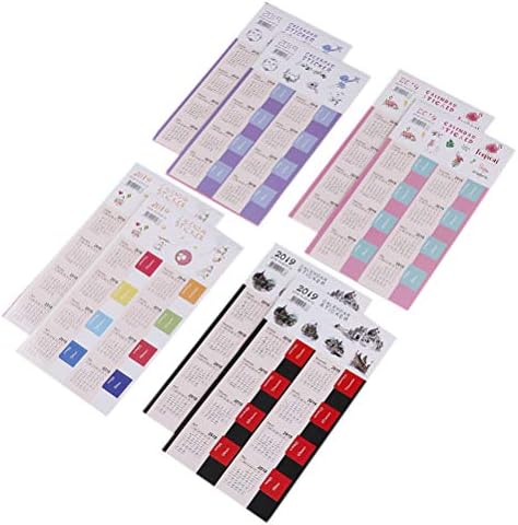 MONLAIEYLIU 4 Sets/8 Sheets Mini 2019 Calendars Stickers Self-Adhesive Chinese Holiday Paging Sticky Labels for Bullet Journal,Planner,Agenda,Notebook,Diary