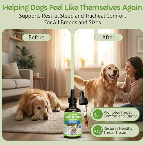 Pet Wellbeing - Throat Gold for Dogs - Natural Herbal Throat and Respiratory Support for Canines - 2 oz (59ml)