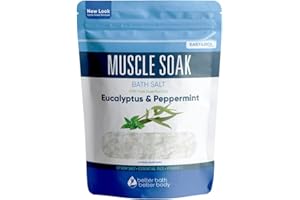 BETTER BATH BETTER BODY Muscle Soak Bath Salt 32 Ounces Epsom Salt with Natural Peppermint and Eucalyptus Essential Oils Plus Vitamin C in BPA Free Pouch with Easy Press-Lock Seal