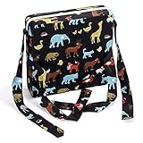 Sumnacon Chair Increasing Cushion - Baby Toddler Kids Infant Portable Dismountable Highchair Booster Cushion Washable Thick Chair Seat Cloth Strap(Black Animal)
