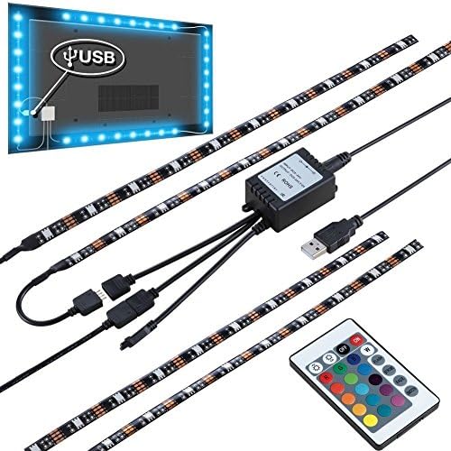 Bias Lighting for HDTV USB Powered TV Led Lights, Home Theater Accent Lighting Kit With Remote Control, 19.7"/50cm×4 SMD5050 RGB Multi Color Light Strip (Reduce eye fatigue and increase image clarity)