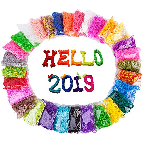 VENSEEN Rainbow Rubber Bands Bracelet Refill Kit, 15000 Loom Bands in 30 Colors with 600 Clips, 6 Hooks