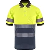 SMASYS Safety Polo Shirt- Reflective Construction Hi-viz Work Wear t Shirts with Pockets for Women and Men