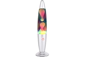 OPULARS Colorful Magma Lamp Rainbow Motion Lamps for Adults and Kids, 13.5-inch Silver Base Lamp with White Wax in Clear Liquid,Multicolor Mood Lighting Halloween ChristmasBirthday Gift
