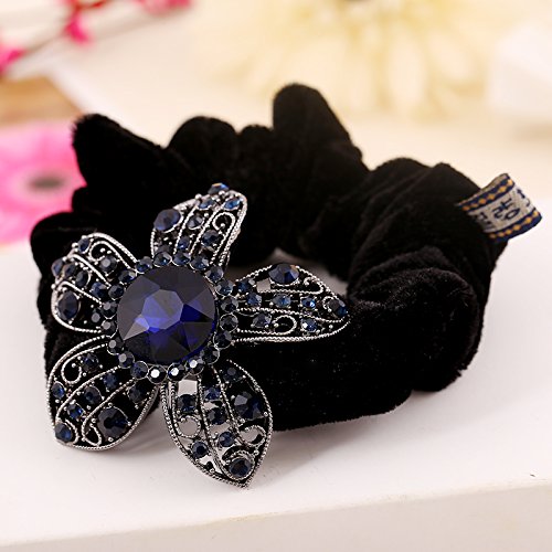 Velvet Scrunchies Hair Bobble Soft Elastics Hair Scrunchy Hair Bands Headbands Women Bobbles Hair Ties, 16 Color Pcs +1 Bonus Crystal Scrunchies Hair Accessories By TEEMI