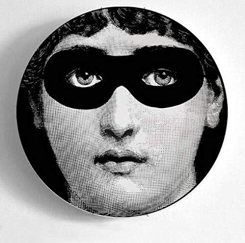 wsxnisddagr Plate Dish Top Fashion Milan Piero Fornasetti Plates Color Black & White Illustration Hanging Dishes Sample Room/Home/Hotel Decoration@10Inch