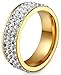 Womens Stainless Steel Eternity Ring Cubic Zirconia Crystal Circle Round,7mm Width