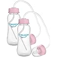 Tinukim iFeed 9 Ounce Self Feeding Baby Bottle with Tube - Handless Anti-Colic Nursing System, Pink - 2-Pack