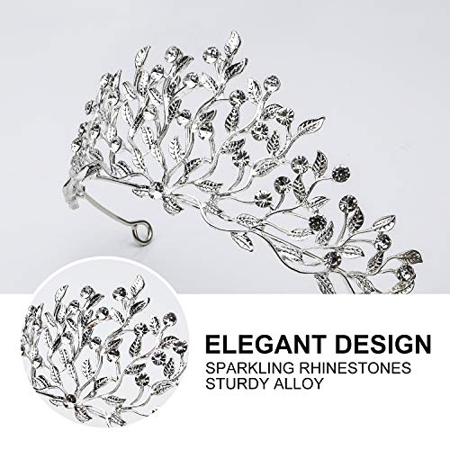 Nipoo Wedding Tiara - Rhinestone Crystal Princess Tiara for Women and Girls at Wedding, Birthday Party, Prom - Sliver